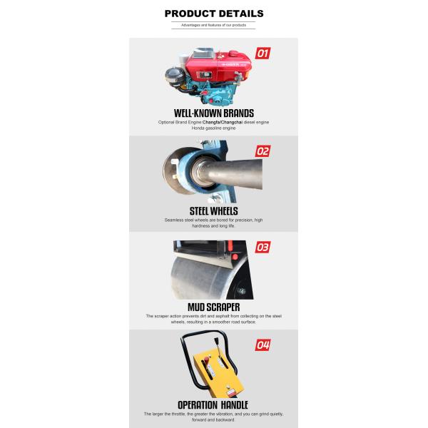 0.5 Ton Fully Hydraulic Compaction Machine Vibratory Double Wheel Road Roller