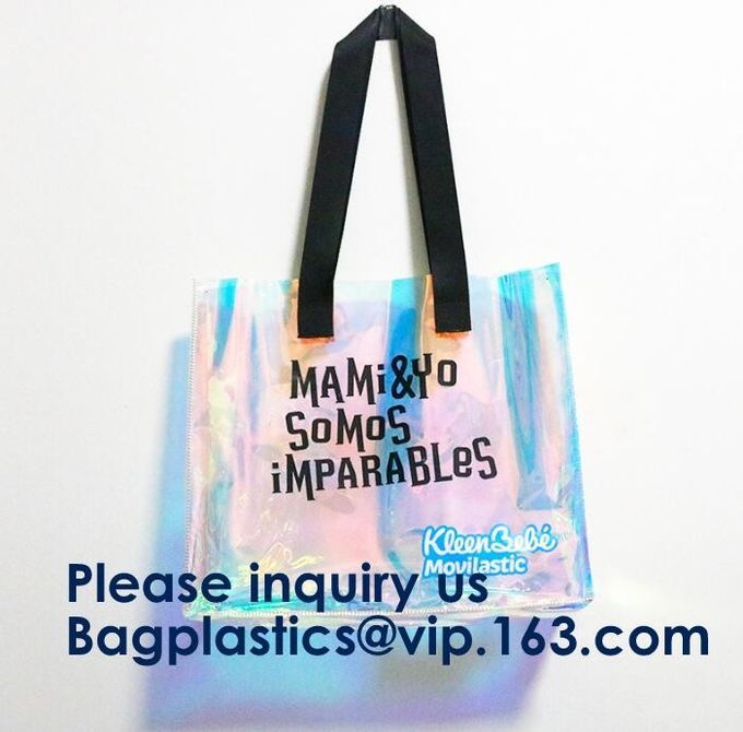 Promotional Pvc Shopping Bag Laser Tote Bag Handbag Waterproof Shopping Bag Glossy PVC Leather Bag PVC Woman Shopping Ba
