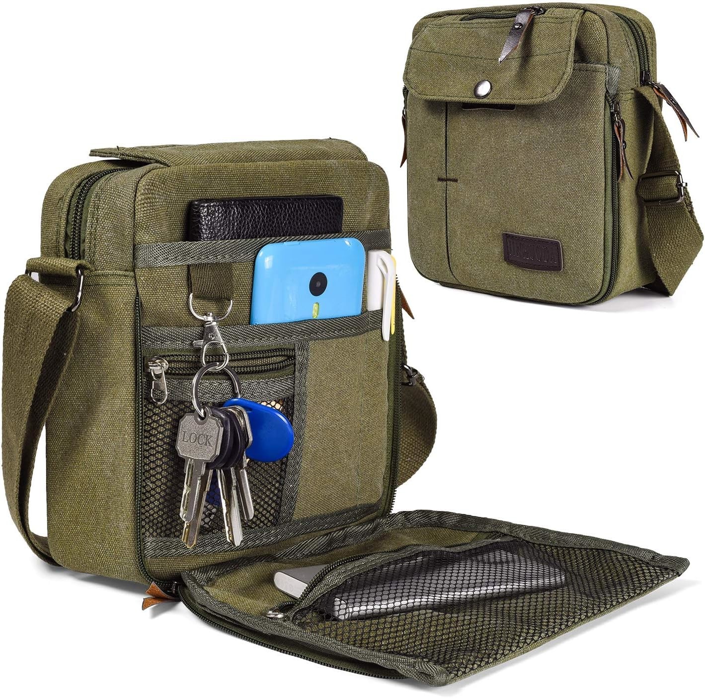Outdoor Military Canvas Storage Bag, Men'S Canvas Small Messenger Bag Casual Shoulder Bag Chest Bag Travel Carry Bag