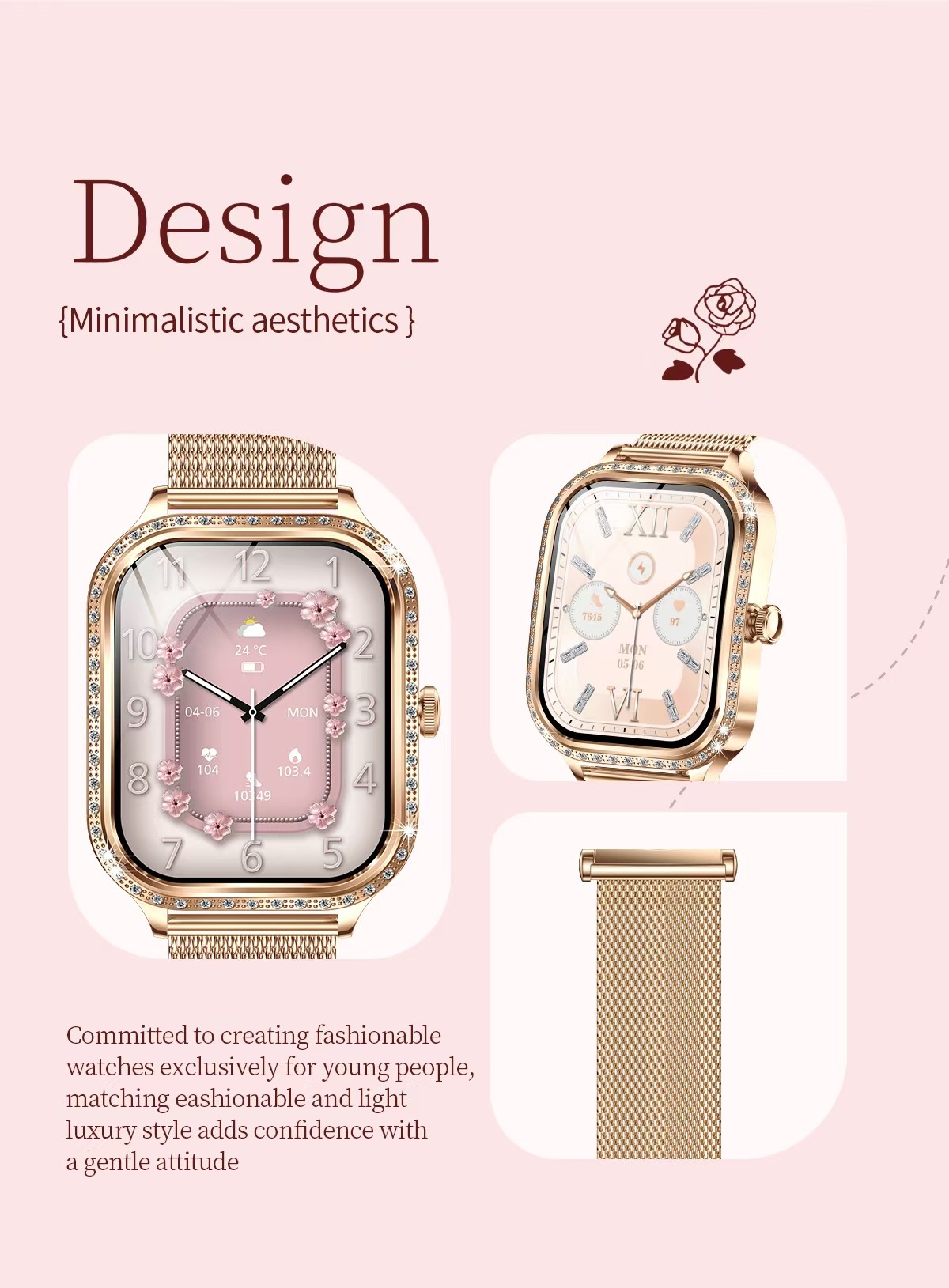 MK88 Women Smart Watch , Multi Sport Smart Watch Health Monitoring BT Call Blood Oxygen