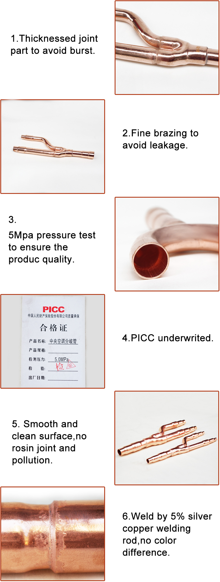 High Pressure Test Refrigeration Tubing Fittings Daikin Refnet Joint C12200 Material