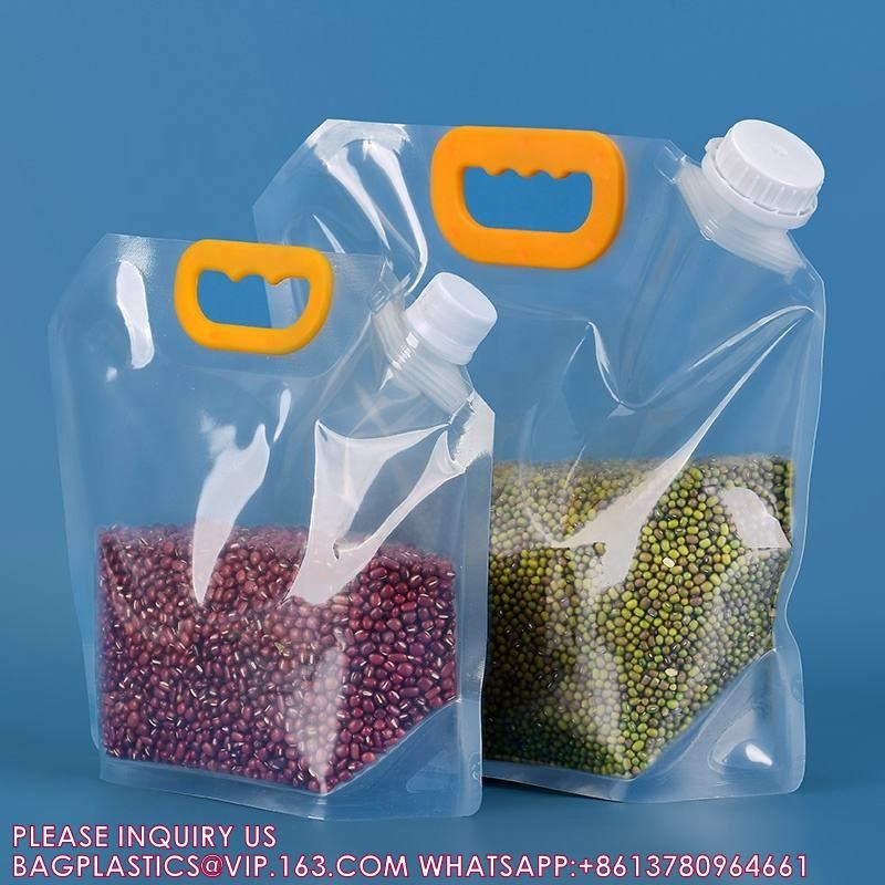Sustainable Recyclable Custom 1.5L 2.5L 5L Plastic Liquid Packaging Bag Stand Up Beer Spout Pouch With Handle