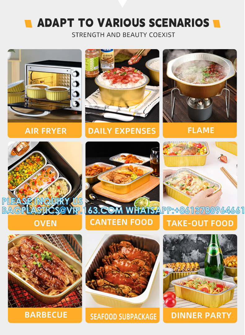 250mm Diameter 2500ml Heatable food pack Preservation Lunch Box Recyclable Takeaway Aluminum Foil Food Container