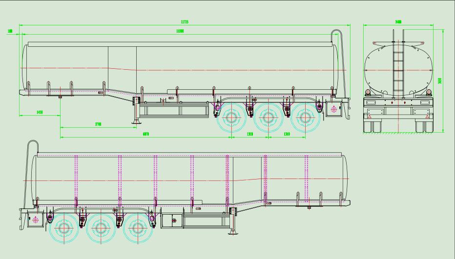 Aluminum Flammable Liquid Fuel Crude Oil Tanker Truck  draw
