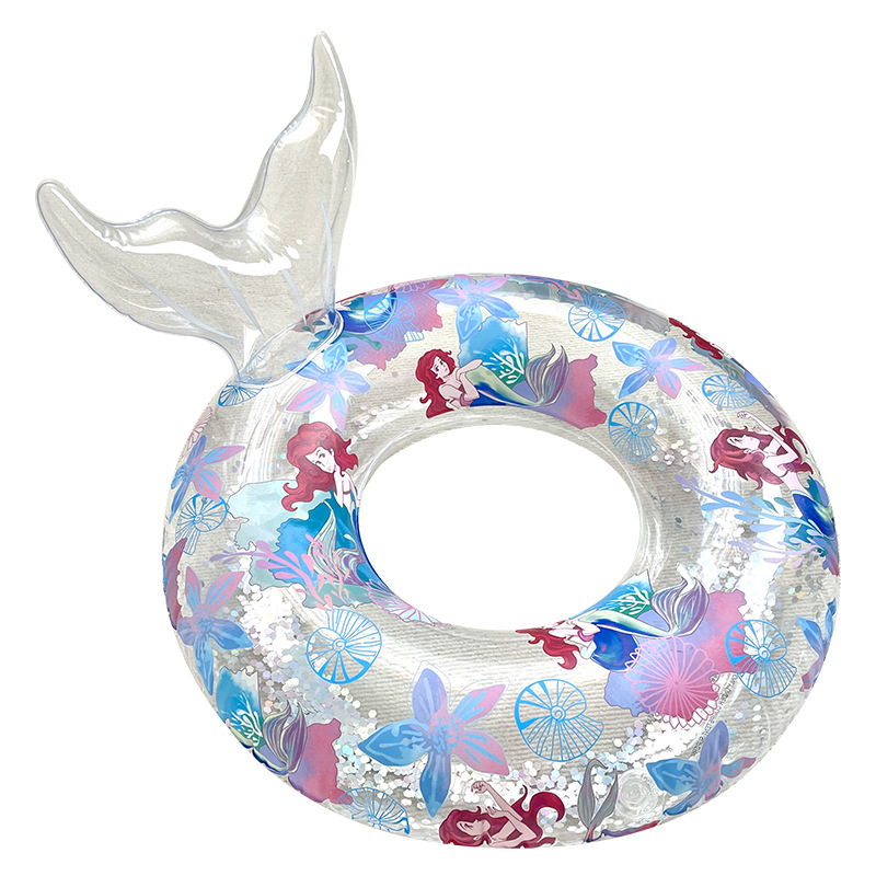 Kids' Outdoor Pool Fun with Inflatable Fish Tail Float Decorations and Swim Tubes