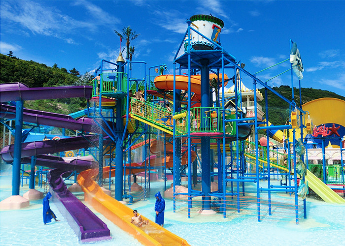 Giant Water Park Playground Fiberglass Slide Equipment Area For Theme Park