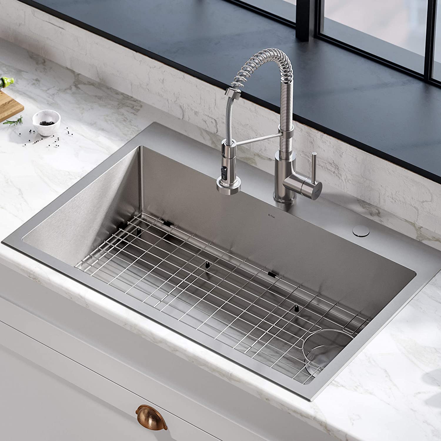 Topmount 229mm Depth SUS 304 Double Bowl Kitchen Sinks