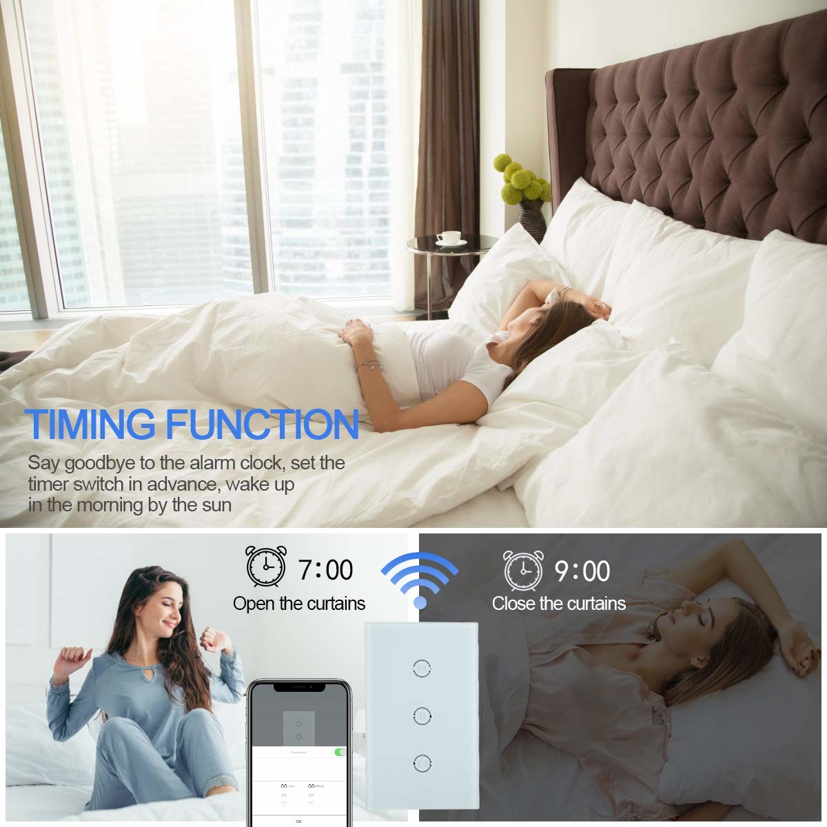 Oem Voice Operated Tuya App Remote On Off Window Roller Blinds Garage Wifi Curtain Shutter Switch With Google