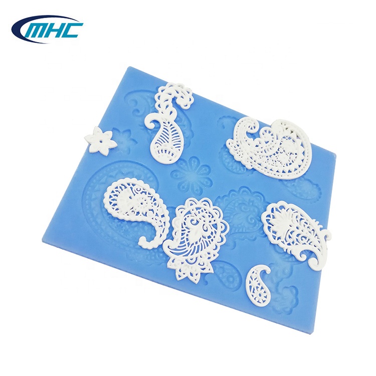 Reusable Silicone Baking Utensils Edible Square Lace Mats For Cake Decorating