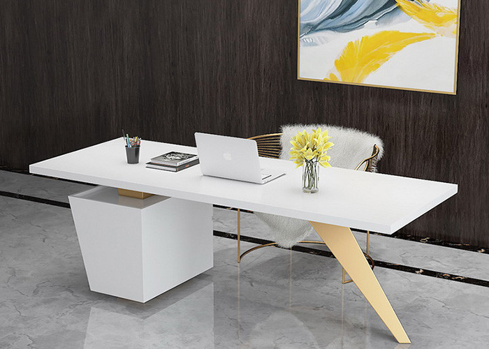 Nordic Design White Office Furniture Desk Multi Functional Practical With Drawers
