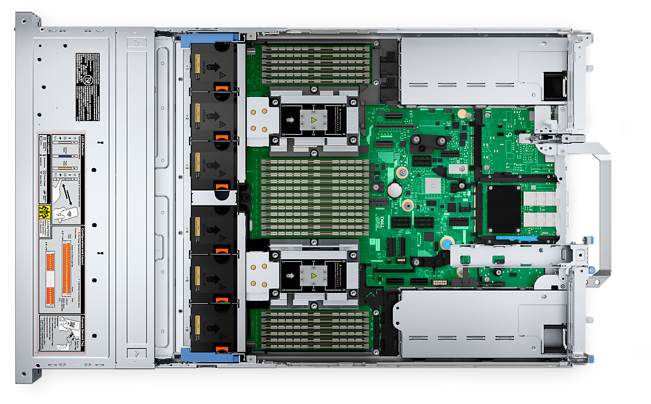 Memory Module Slot Dell R7625 2U Server Chassis with Private Mold and AMD EPYC CPU