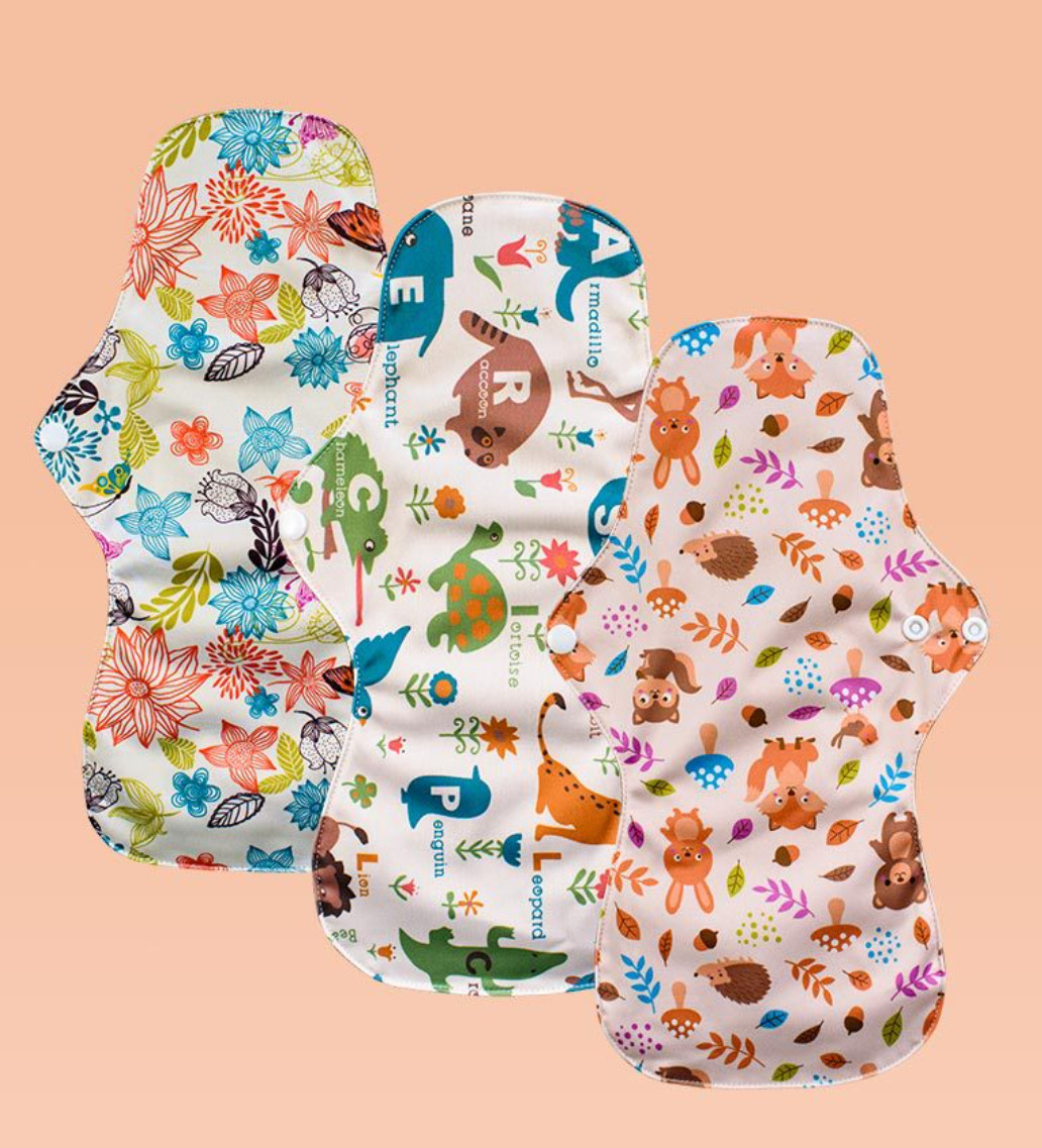 Cloth Reusable Sanitary Pads Black Feminine Bamboo Period Pads Breathable