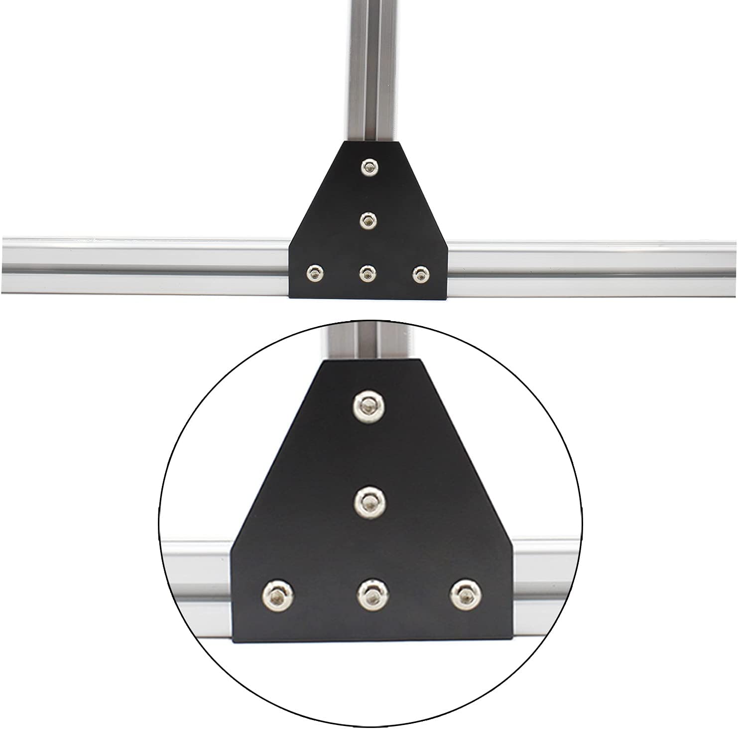 Black Anodized 90 Degree Corner Bracket Plate for 20 x 20mm Aluminum Extrusion Profile