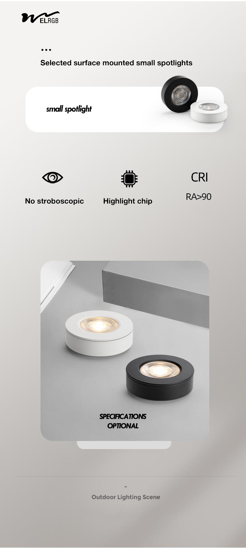 Anti Glare Open Design Spotlight for White Product Style without Perforated Ceiling