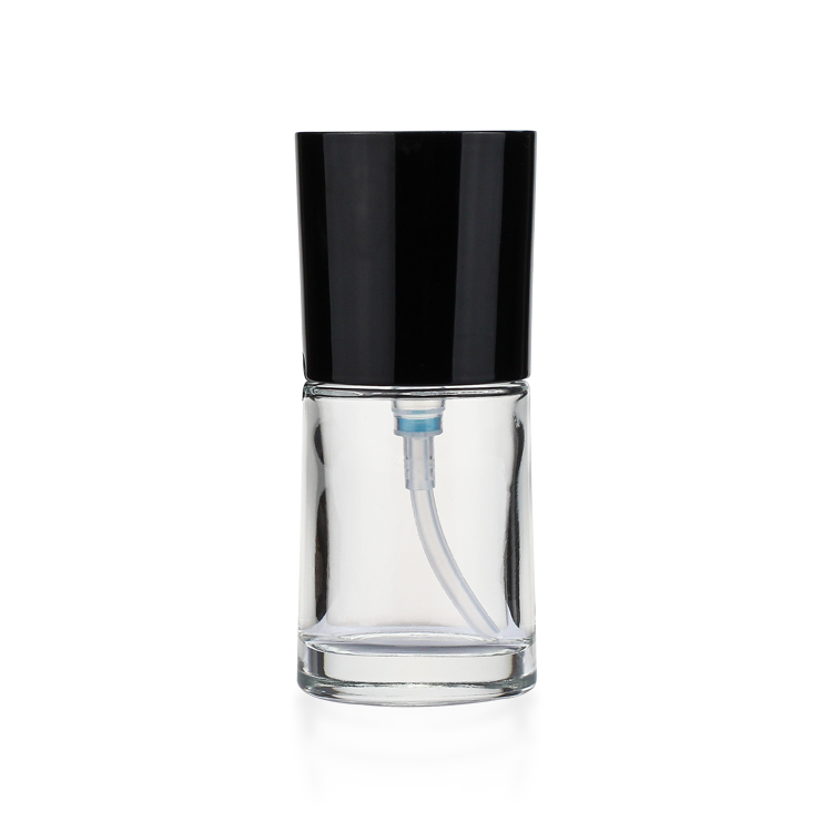Cosmetic 30ml Liquid Foundation Bottles Custom Round Shape Clear With Pump