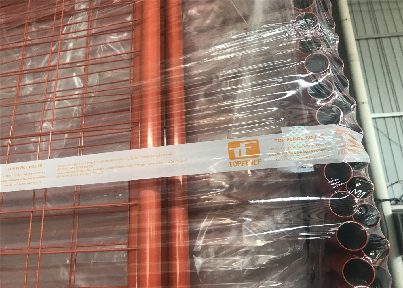 Interpon Powder Coated Minimum 80 microns Orange Color Temporary Construction Fencing