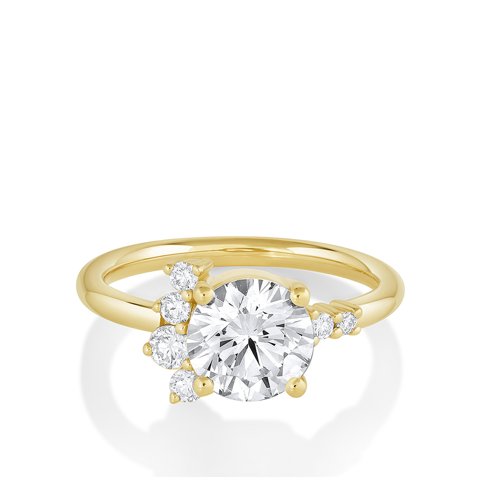 round diamond setting engagement ring 14K Solid Gold real diamond rings for engagement women