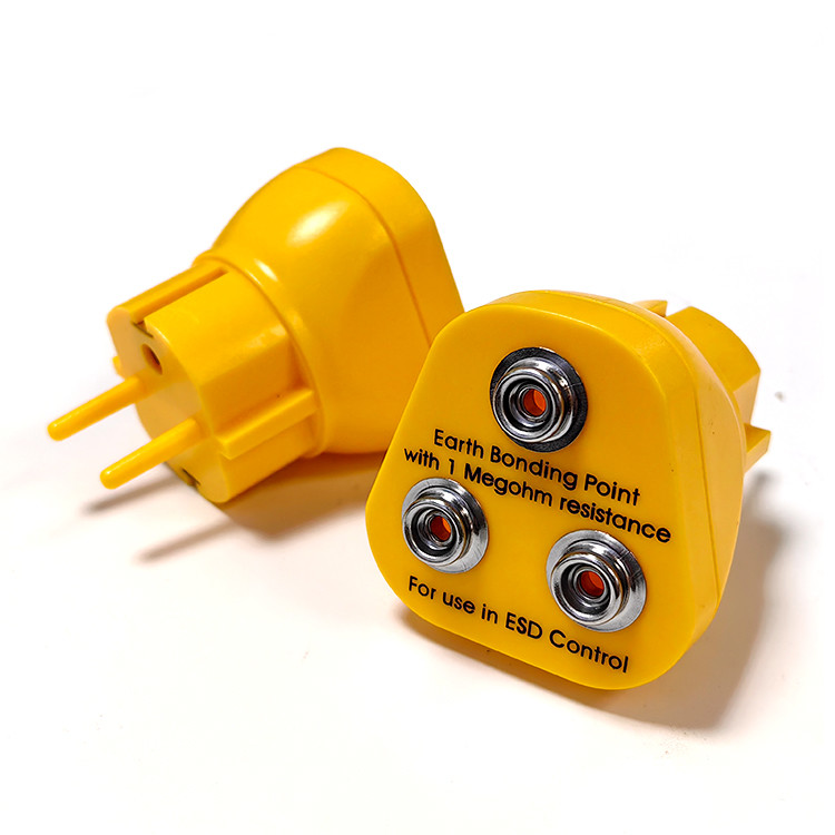 EU Plug Type Antistatic Point ESD Grounding Plug 1MOhm Resistor