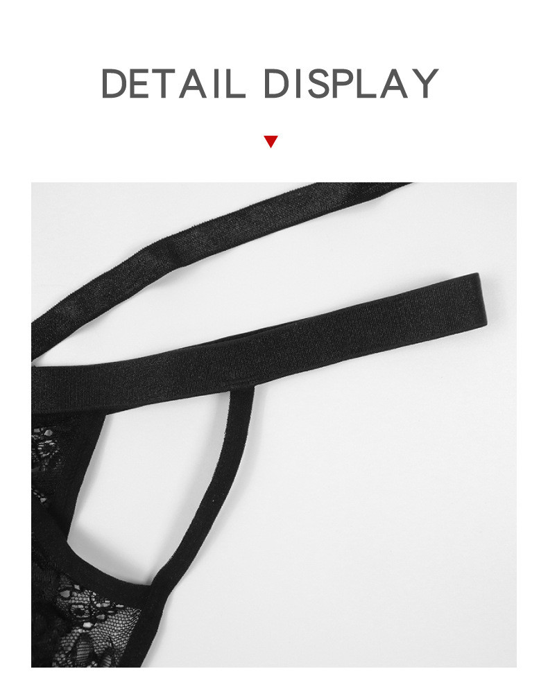Valentine Womens Underwears Black Thong Lingerie G String Lace T Back Strappy Body Harness Gift