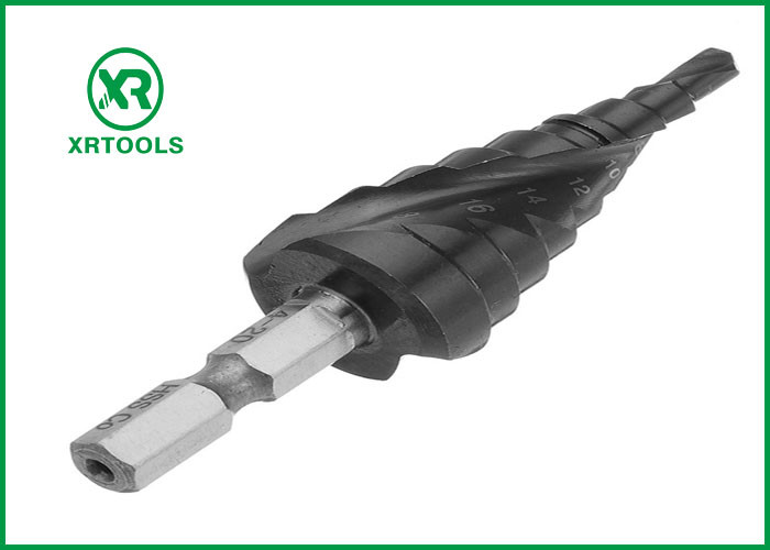 Black Finished HSS Step Drill Bit , Titanium Step Drill Bit For Metal Sheet