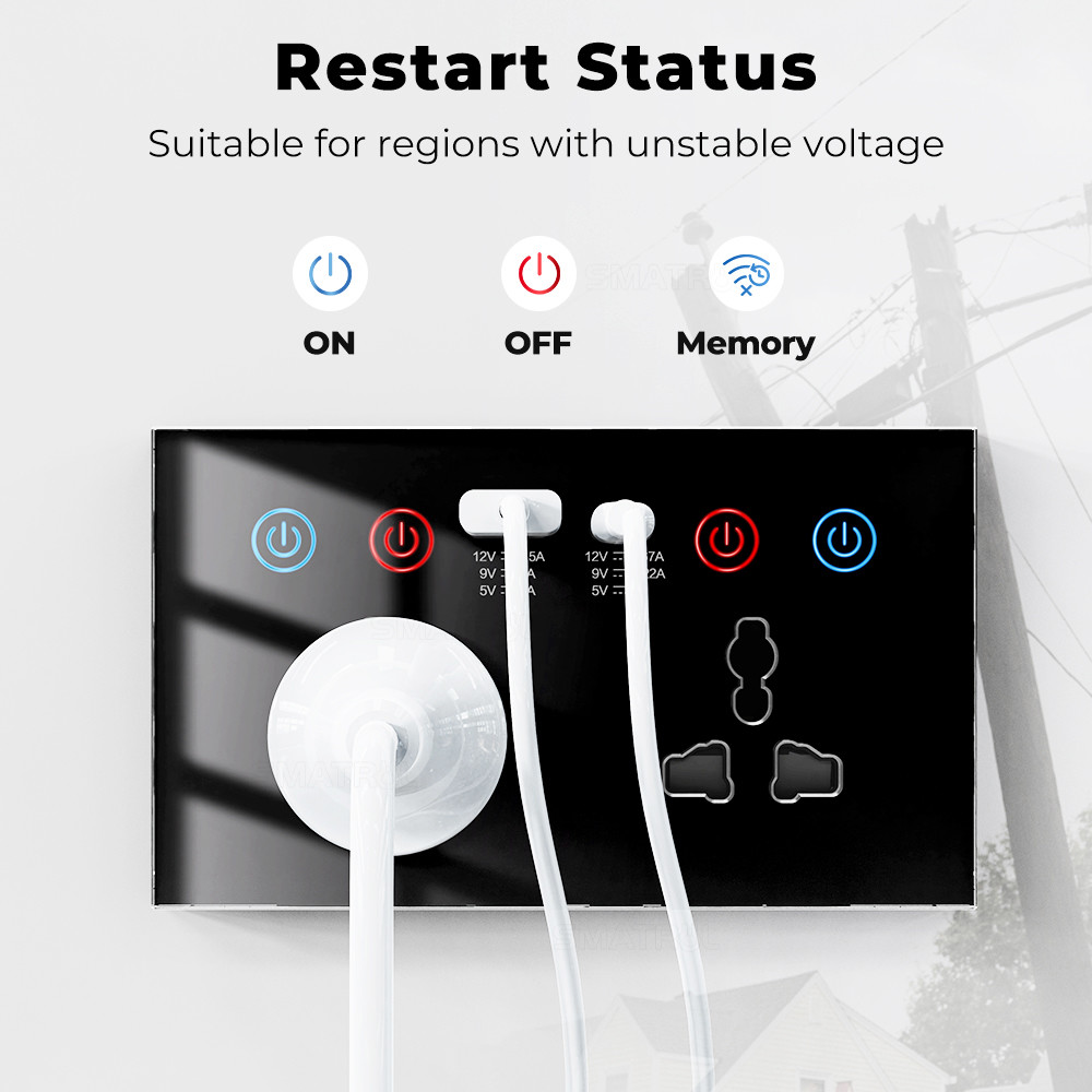 Tuya Smart Wall Socket voice control WIFI Alexa Power Monitor Home Automation US EU UK Plug USB Type-C socket 10A