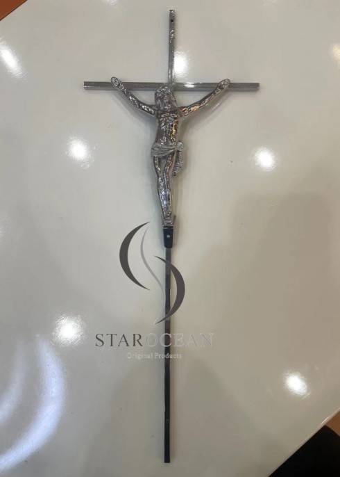 Europe Style Funeral Crucifix Coffin Decoration High Polished Featuring