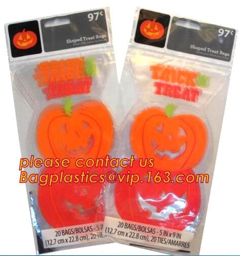 gravure printing halloween party bag, cute design food grade plastic cookie packing,halloween shrink cello treat bags fo