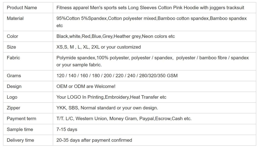 Custom Cotton Sports Plus Size Men&prime;s Jogger Sweatsuit Gym Plain Fleece Winter Pink Jogging Hoodies Tracksuits Apparel Set
