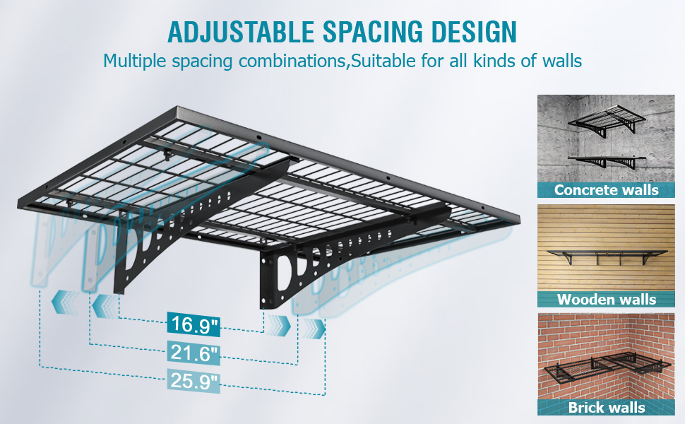 POWERFUL TOOL HOLDERS 2x3ft Garage Storage Wall Mount Shelving Rack for Warehouse Wall Shelves Rack Support