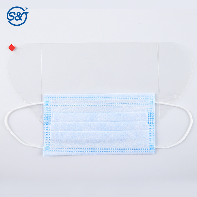 SJ personal protective equipment protection medical mask face shield 3 ply disposable surgical face mask with shield