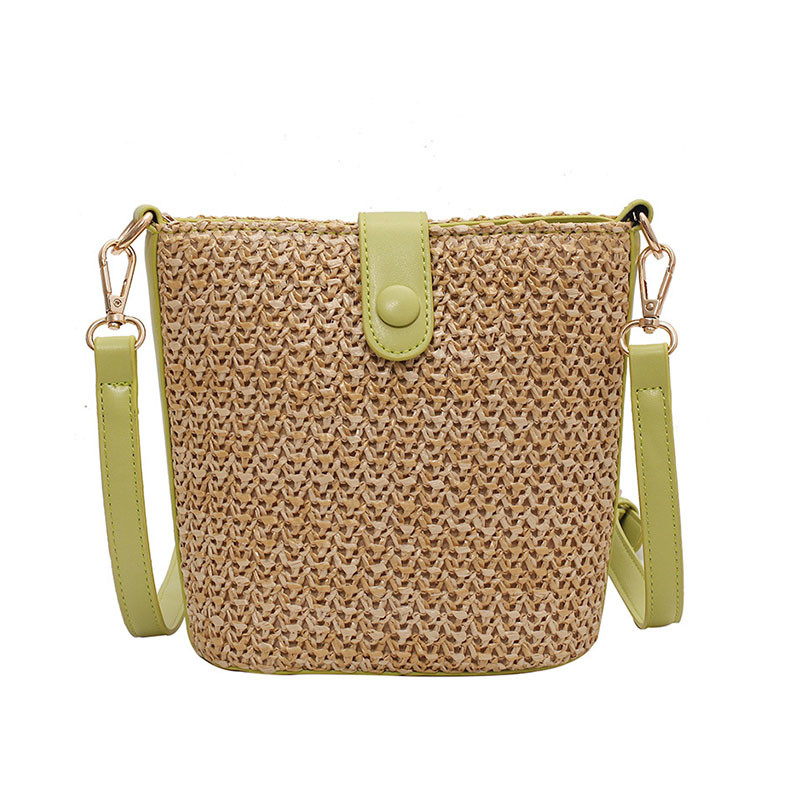Summer Fashion Versatile Straw Woven Bag One Shoulder Diagonal Bucket