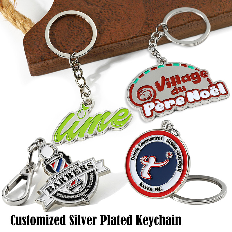 Enamel Name Metal Keychain Custom Logo Engravable Round Key Ring