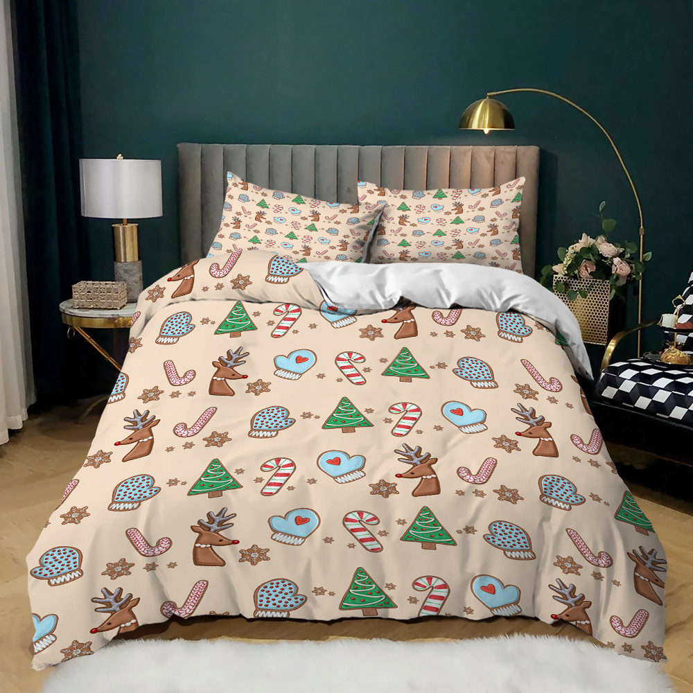 40 Fabric Count Christmas Decor Duvet Cover Santa Happy Gift 3D Digital Printing Red Comforter Bed Set