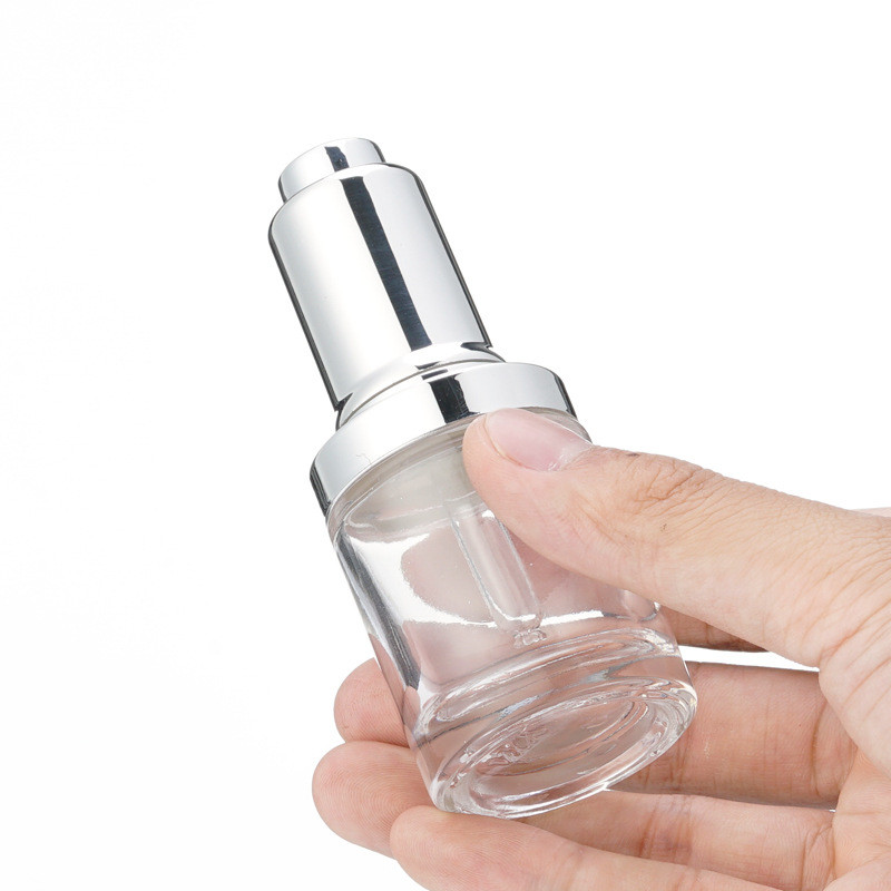 30ml Round Shoulder Cosmetic Glass Press Essential Oil Essence Dropper Bottle