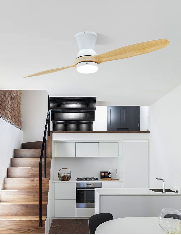 School Living Room LED Ceiling Fan 52 inch Support Dimmer Yes 3 Colors Natural Blades