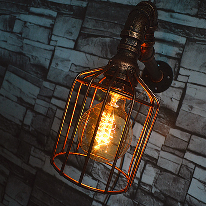 Personality Edison Bulb Wall Lamp Iron Water Pipe Wall Lamp Bulb Oem Odm Service
