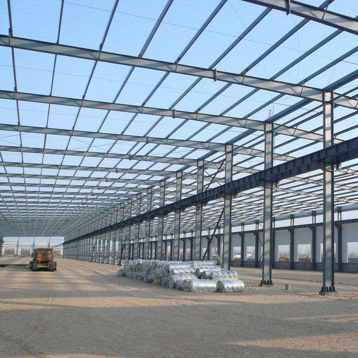 Wire Mesh Roof Steel Frame Warehouse , Welded Industrial Steel Buildings