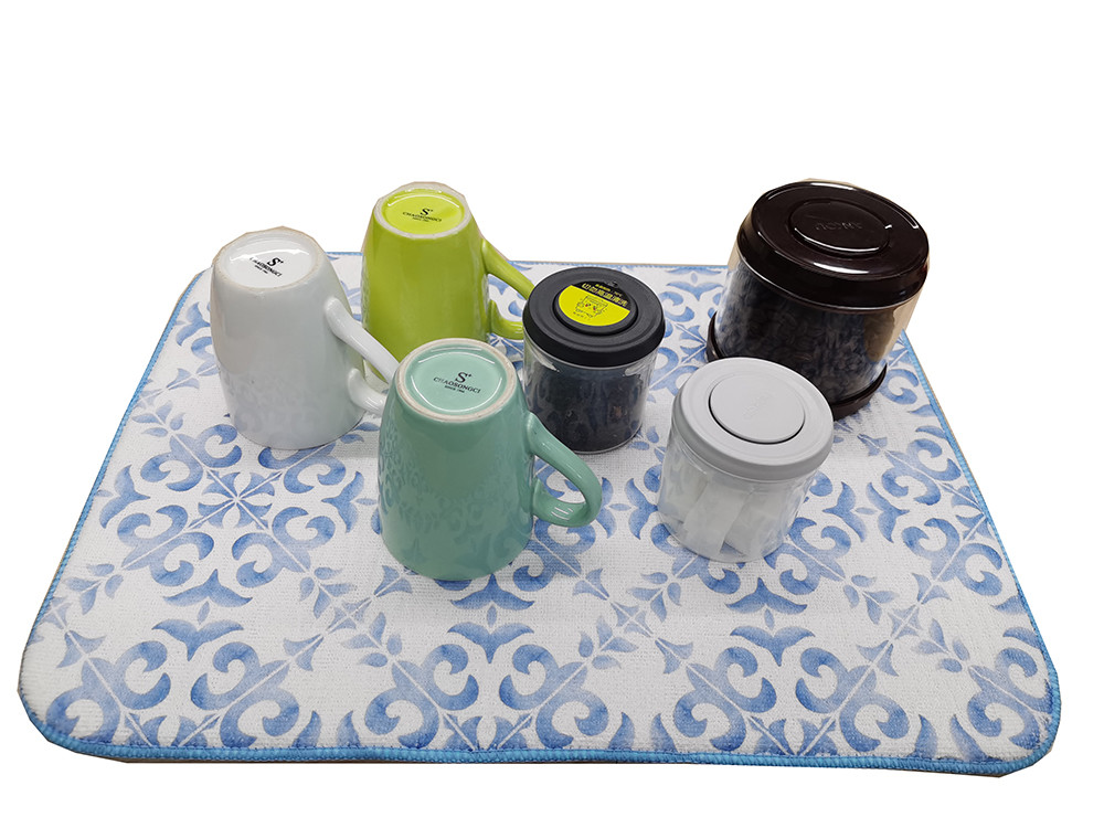 High Quality Microfiber Dish Drying Mats For Dish Absorbent All Polyester Printing