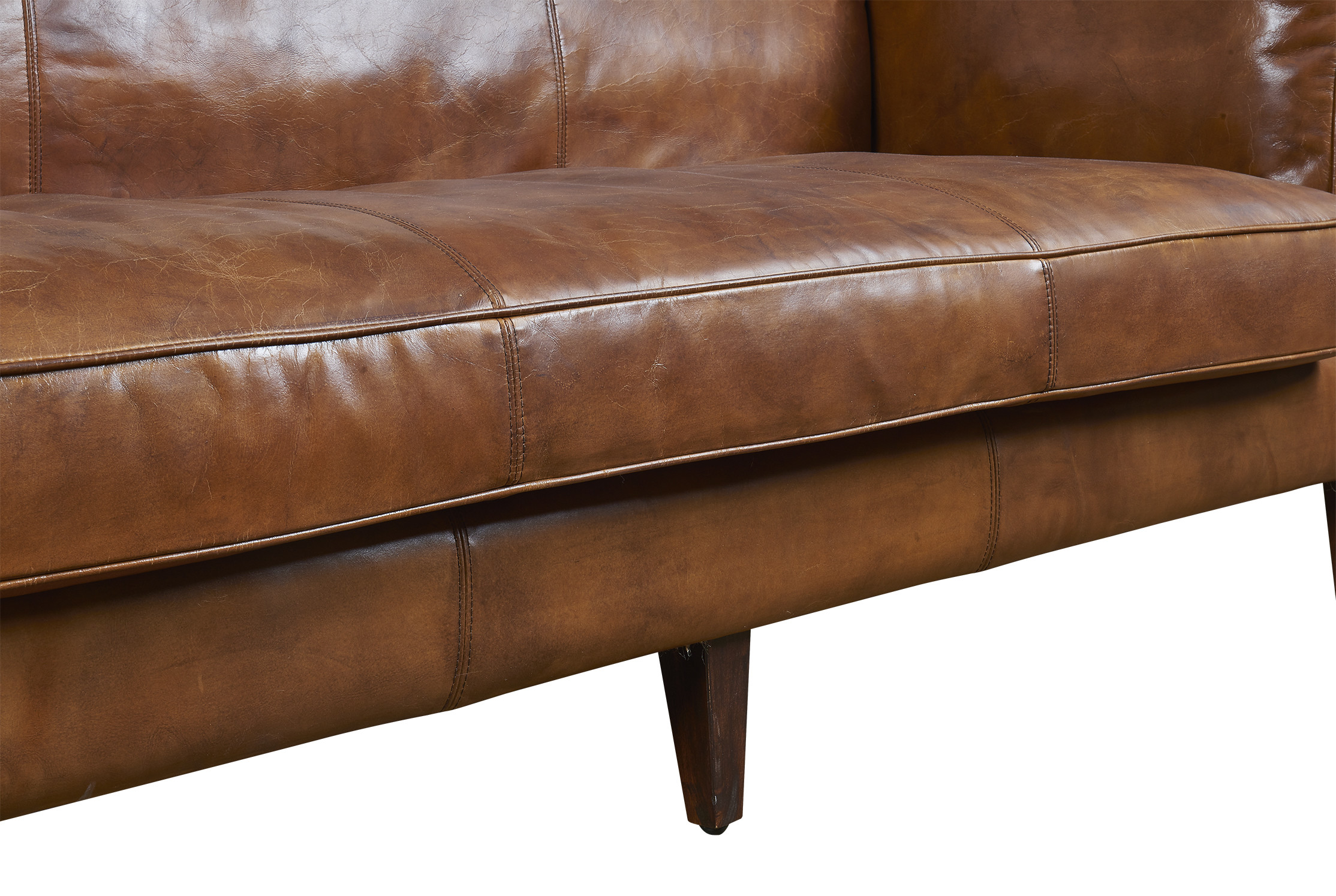 Home Furniture Three Seater Leather Sofa Full Hand Workcraft Vintage Tan Brown Color