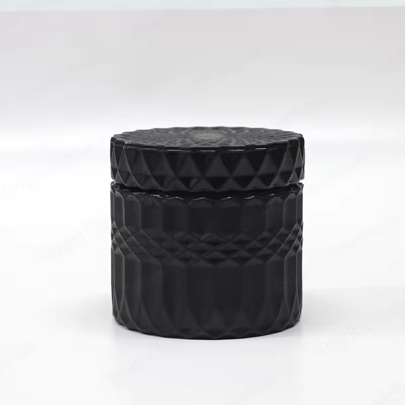 Transperant Glass Jar Candle Vessel Luxury Embossed Candle Jar With Lid