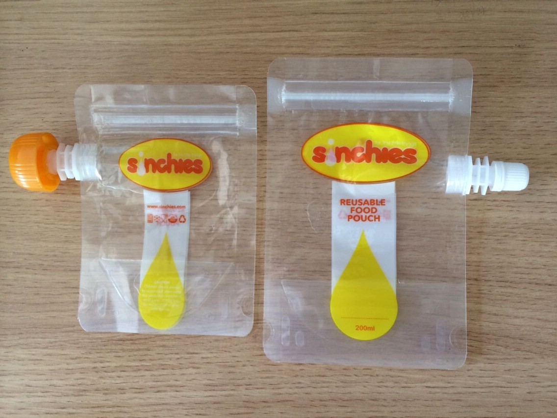 Stand Up Baby Food Pouch Reusable Waterproof Spout Pouch Packaging