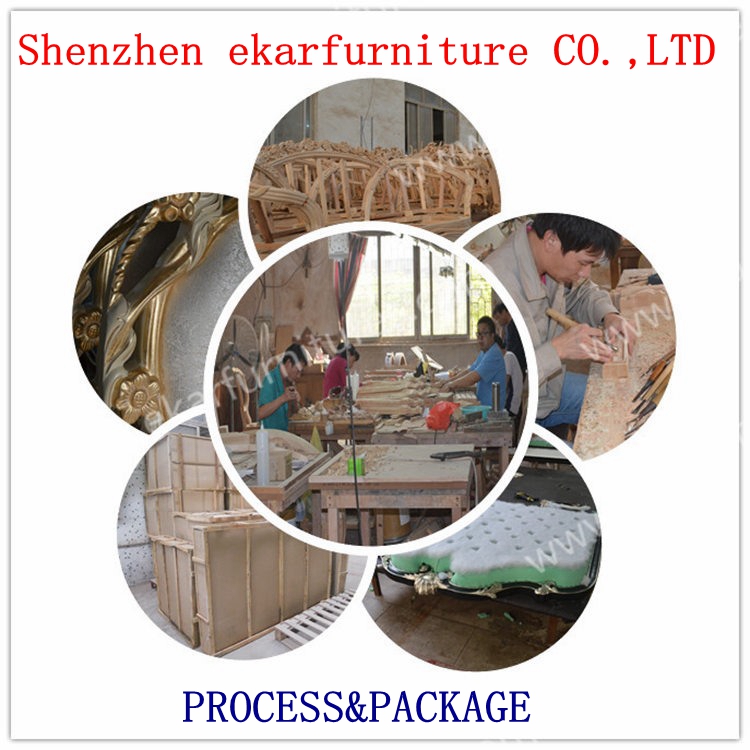 Luxury Antique European Design Upholstered Leather Wooden Carving King Size Bed