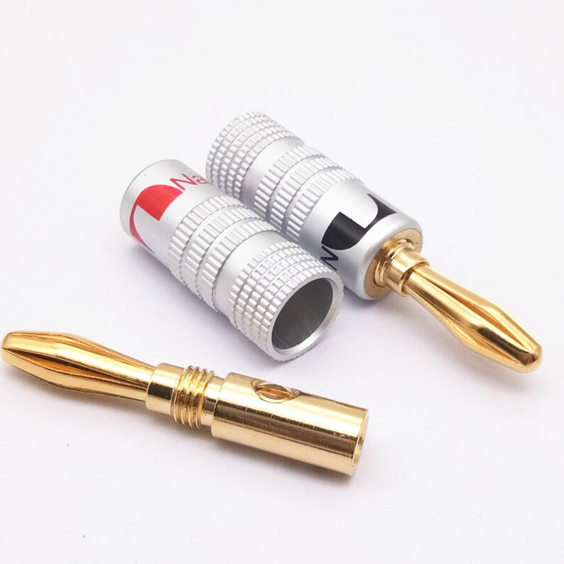 Gold Plated Male Nakamichi Banana Plugs 4mm For Audio Jack Speaker