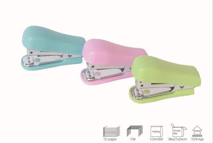 Hot Sale 10 Sheets Paper Available #10 staple Plastic And Metal Material Office Mini Stapler