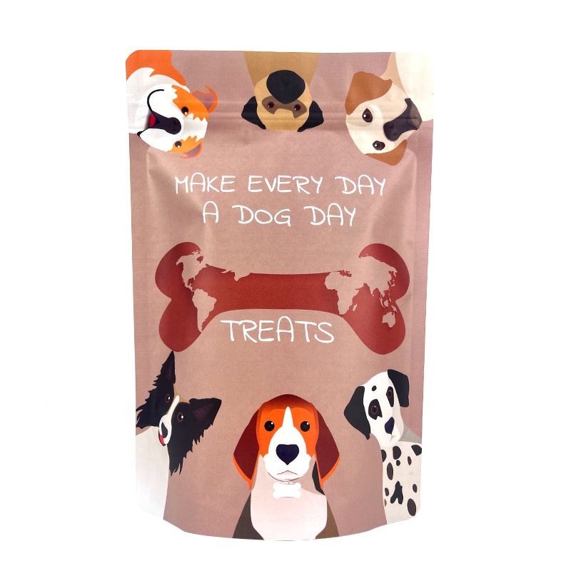 Resealable Composite Plastic Bag Laminated Dog Food Packaging Bags With Zipper Top