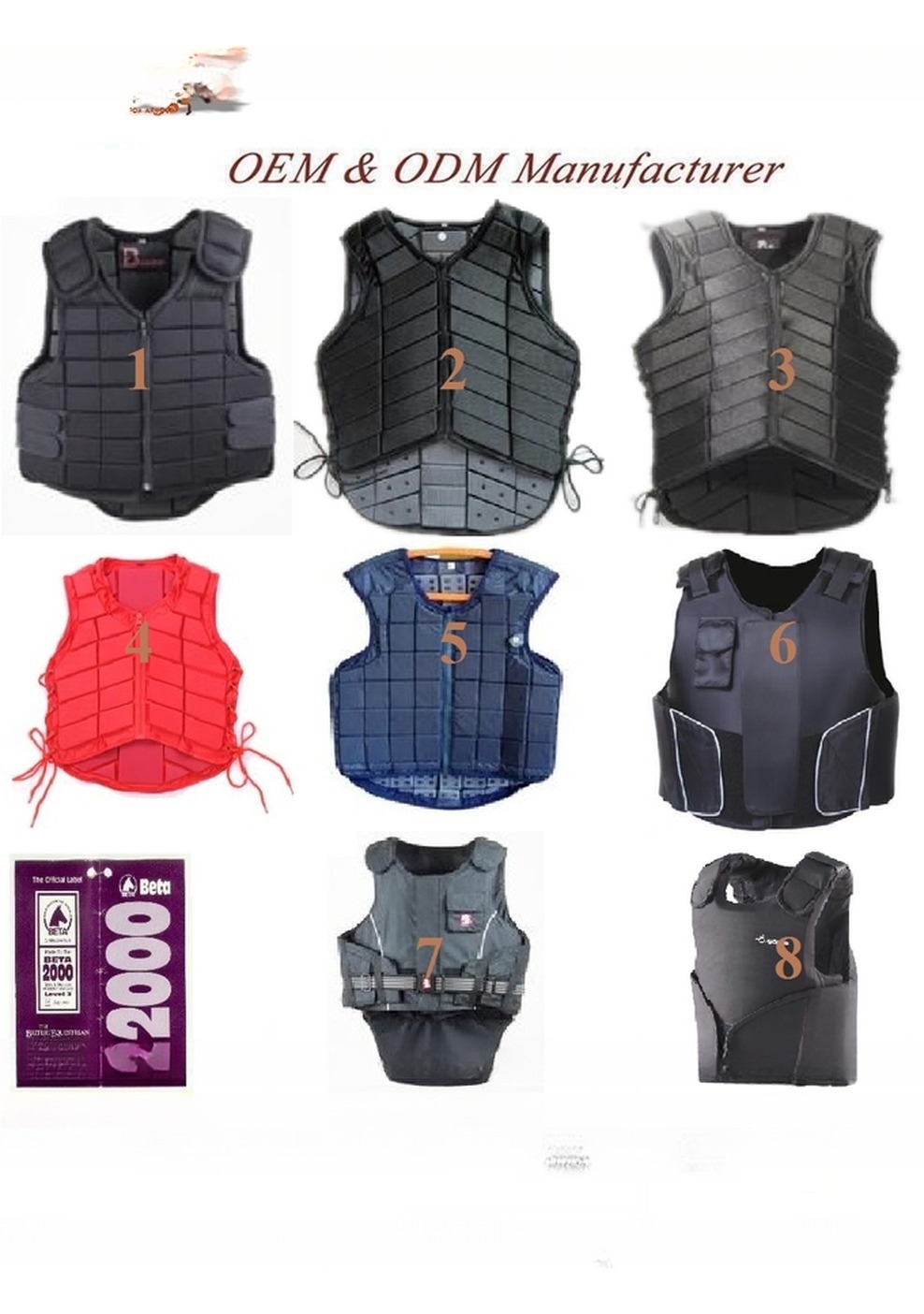 CE Certification Black Horse-Riders Body Vest for Lightweight Care and Protection