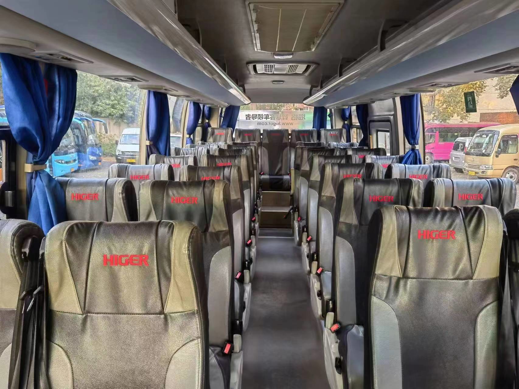 Luxury Higer KLQ6796 Used Coach Buses 34 Seats LHD Rear Engine 147kw Plate Spring Suspension