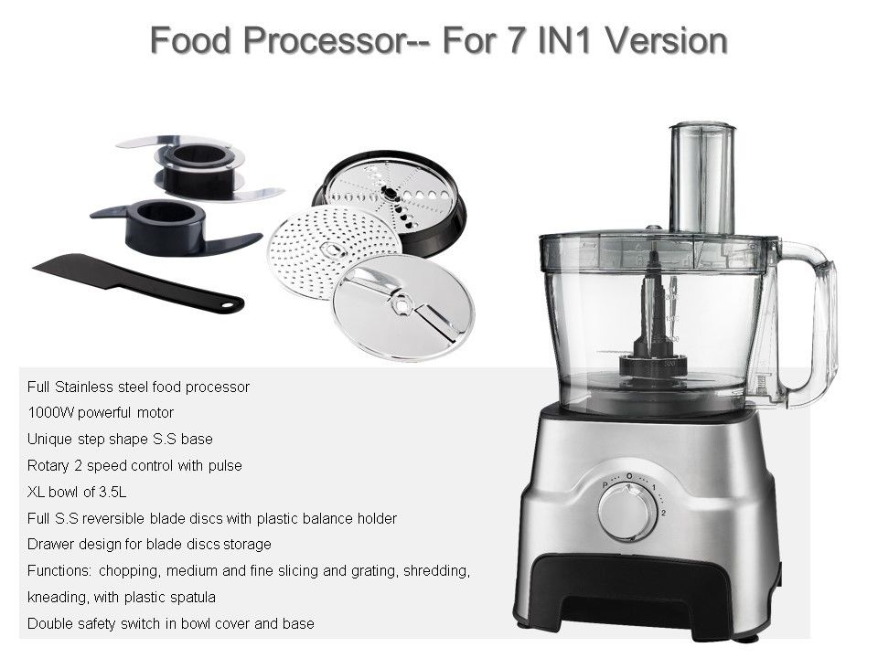 CB GS CE ROHS Certified 3.5L Bowl 8 IN 1 Stainless Steel Food Processor