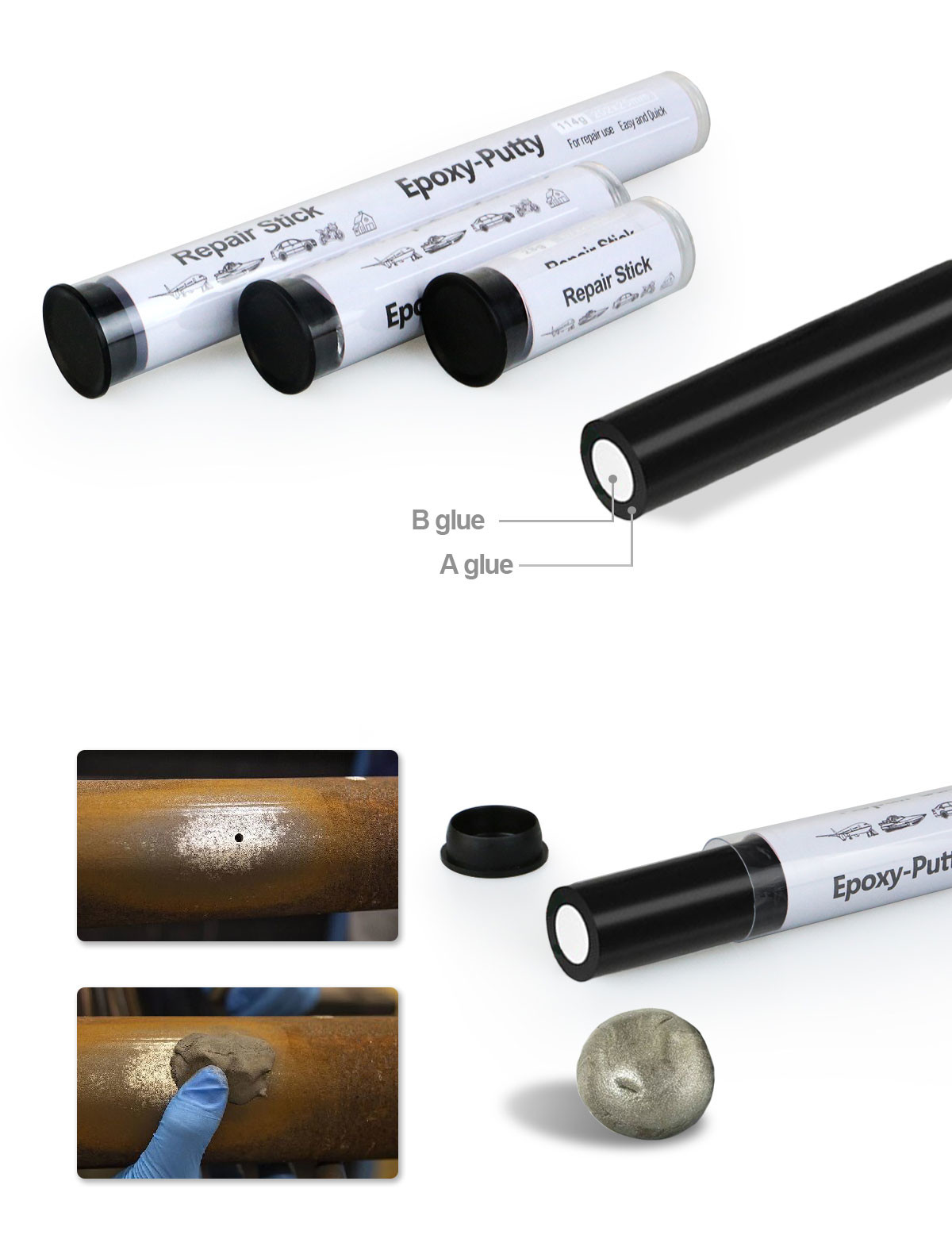 Easy Use 15 Minutes Aluminum Epoxy Filler With ISO-9001 Certification