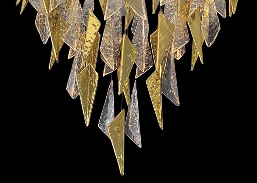 Hotel villa stone leaf and bird chandelier for hotel big pendant lamp for home